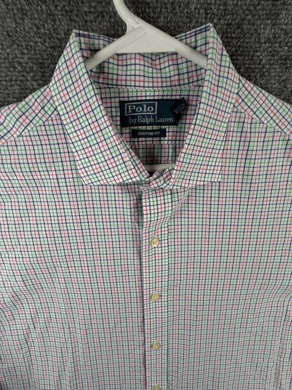 Polo Ralph Lauren Men Button Up Shirt Long Sleeve Pink Green Custom Fit XL Adult